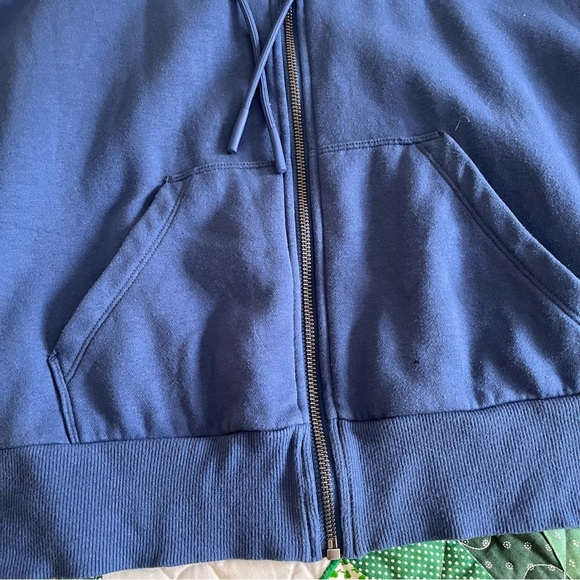 Women's JOY LAB Blue Hoodie Size S Full Zip Cropped Oversized - Picture 2 of 9